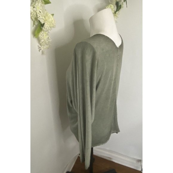Free For Humanity Size Small Lightweight Sweater Top Metallic Trim Long Sleeves - Picture 12 of 16